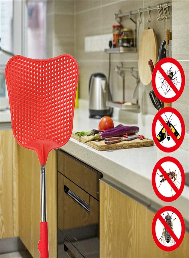 foxany Fly Swatters Extendable, Durable Plastic Fly Swatter Heavy Duty Set, Telescopic Flyswatter with Stainless Steel Handle for Indoor/Classroom/Office (3 Pack) - Image 5