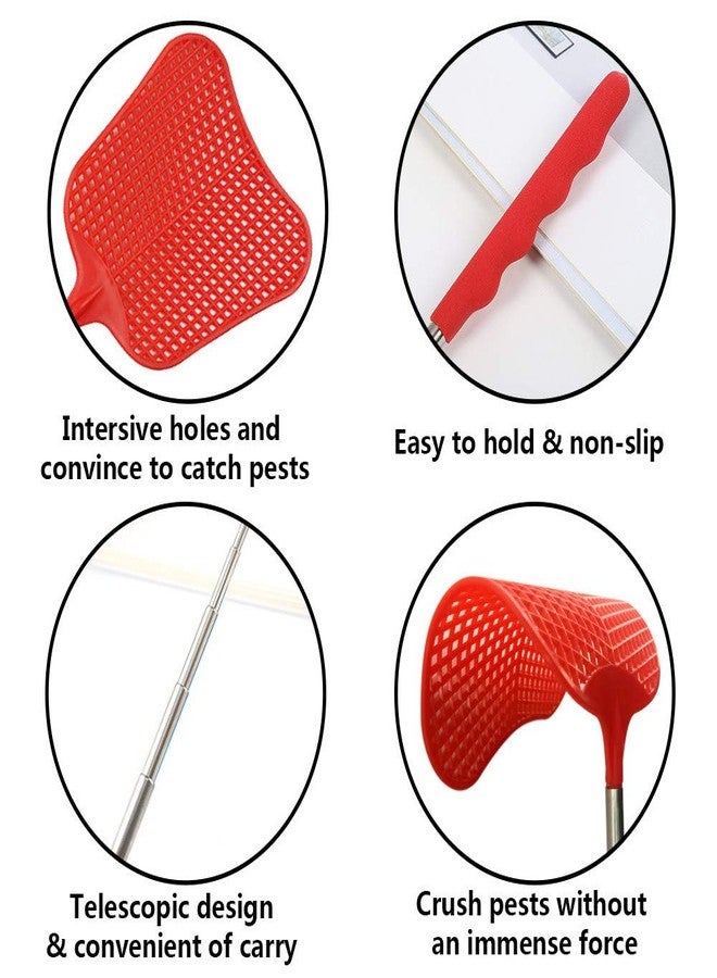 foxany Fly Swatters Extendable, Durable Plastic Fly Swatter Heavy Duty Set, Telescopic Flyswatter with Stainless Steel Handle for Indoor/Classroom/Office (3 Pack) - Image 3