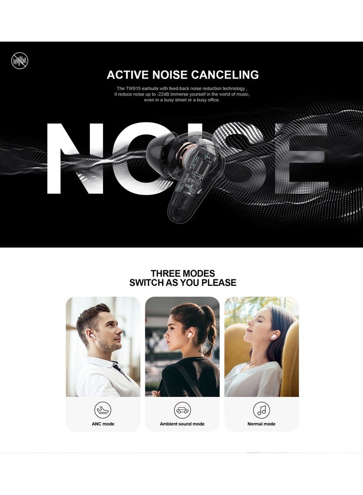 havit Havit True Wireless Earbuds with Active Noise Cancelling & 3 Playing Modes TW915-White - Image 3