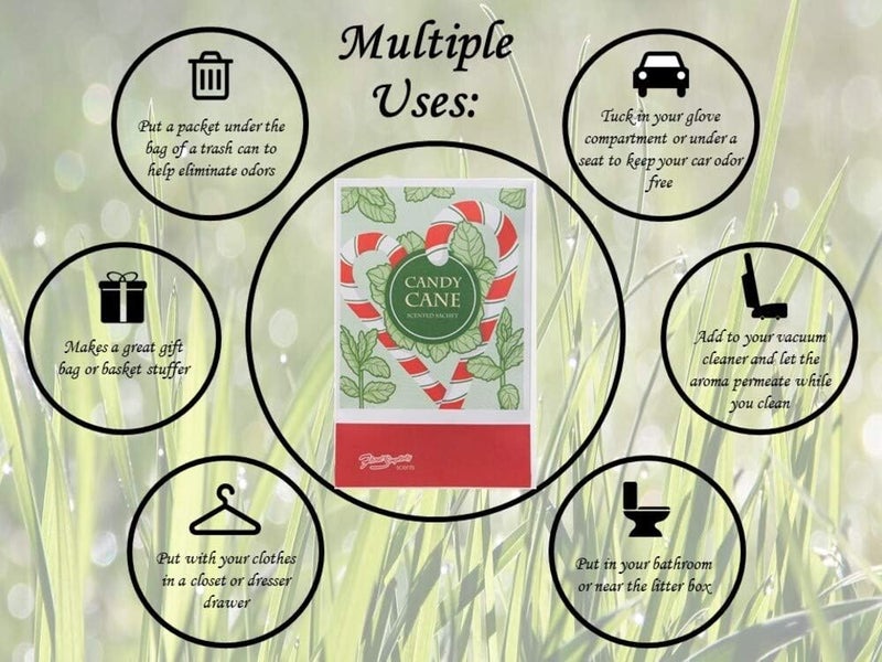 FloralSimplicity Floral Simplicity Candy Cane Scented Sachets Pack of 6, Fall & Winter - Long-Lasting Scented Bags, Home Fragrance, Air Freshener & Deodorizer for Closet, Room, Drawer, or Cars, Made in USA - Image 3