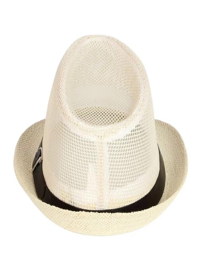 Zacharias Men's Mesh Net Breathable Fedora Hat f-02 (Fawn_Free Size) (Pack of 1) - Image 2