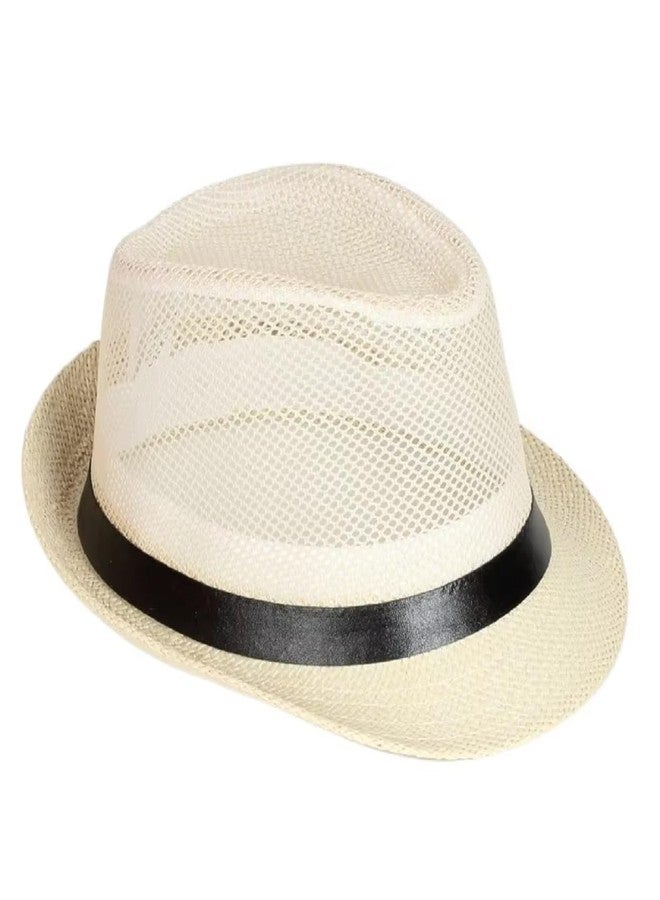 Zacharias Men's Mesh Net Breathable Fedora Hat f-02 (Fawn_Free Size) (Pack of 1) - Image 3