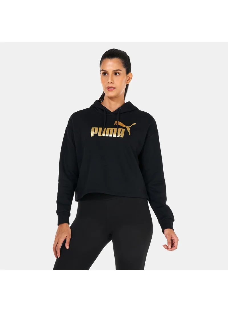 PUMA Women's Essentials+ Metallic Logo Cropped Hoodie