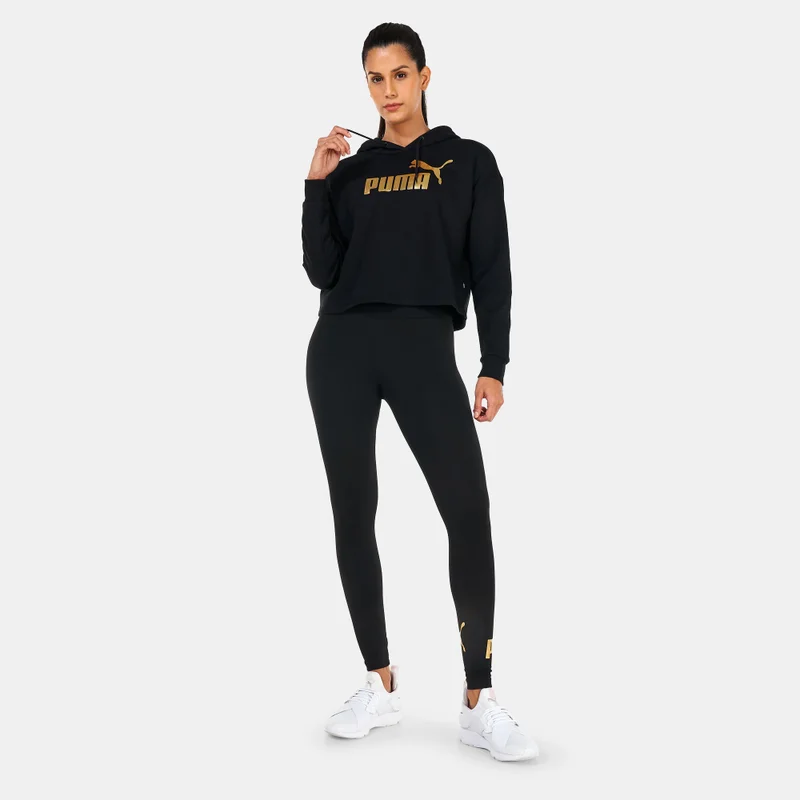 PUMA Women's Essentials+ Metallic Logo Cropped Hoodie