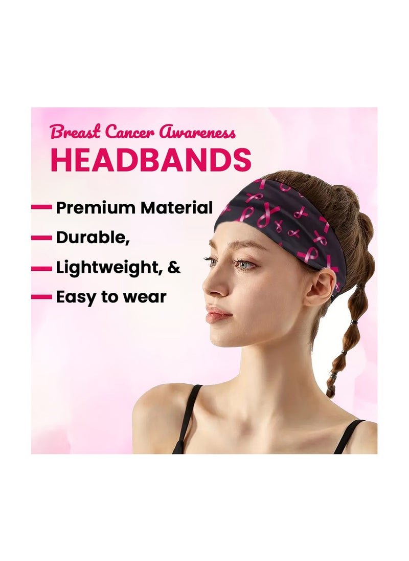 PRINTSHOP4ME PinkCancer Awareness Combo Set-Pink Ribbon Headband, Keychain,Cosmetic Bag,And Silicone Wristband-Perfect For Fundraisers, Charity Events,And October Awareness Month  - Image 2