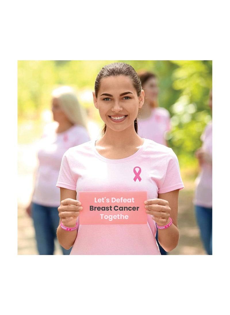 PRINTSHOP4ME PinkCancer Awareness Combo Set-Pink Ribbon Headband, Keychain,Cosmetic Bag,And Silicone Wristband-Perfect For Fundraisers, Charity Events,And October Awareness Month  - Image 3