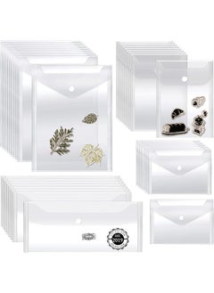 40 Piece Waterproof Plastic Storage Envelopes Reusable Mixed Size Organizer For Stamps Dies Stickers Receipts And Photos