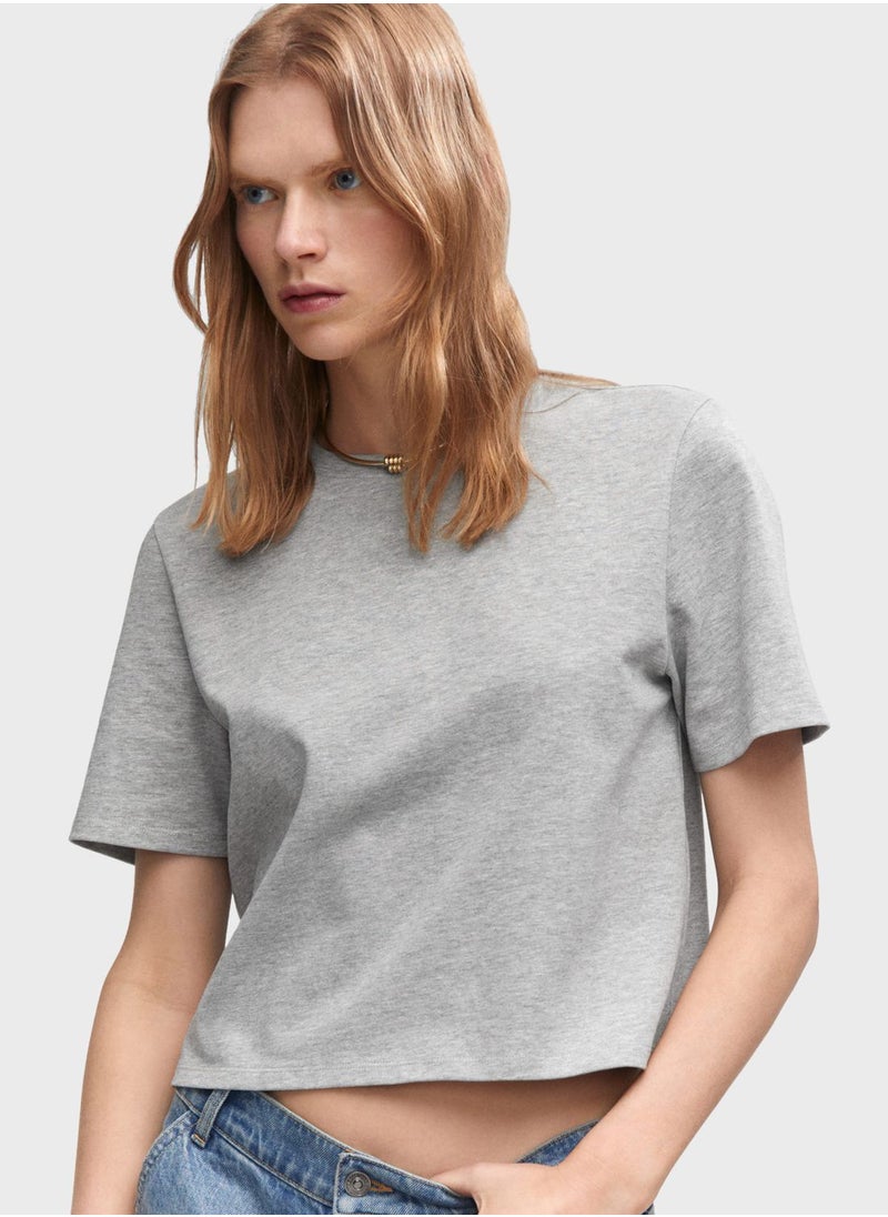 MANGO - Round Neck Crop T-Shirt - Image 1