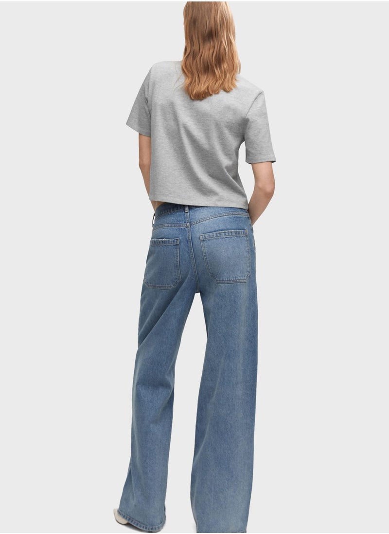 MANGO - Round Neck Crop T-Shirt - Image 1