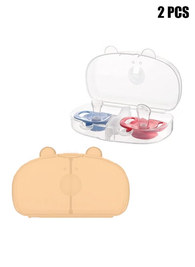 اتش واي علبة مصاصة ، حاوية مصاصة ، علبة مصاصة للأطفال للسفر ، خالية من BPA ، يمكن استخدامها لحمل 2 لهاية ، 2 عبوة (شفافة ، بنية) - Image 1