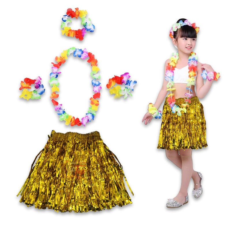 TIPTOP DECORATION TIPTOP DECORATION Premium Hawaiian Luau Leis Flower Garland Necklace Headband Bracelets Skirt Set of 5 - Image 1