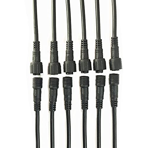 HUALAND 6 Pair Black 3 Pin Waterproof Connector，Waterproof Male Female Connector Cable led Connector，led 3 pin Waterproof Connector ，for for garden lights path Lighting ,Indoor/Outdoor LED Strip Lights - Image 1