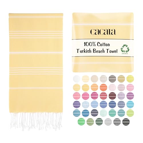 Cacala Lightweight and Thin Turkish Beach Towel 100% Cotton Sand-Free and Quick-Drying Goodness Perfect as an Extra Large Travel Towel, Beach Accessory, or Gift for Beach Lovers, 37 x 70 - Image 1