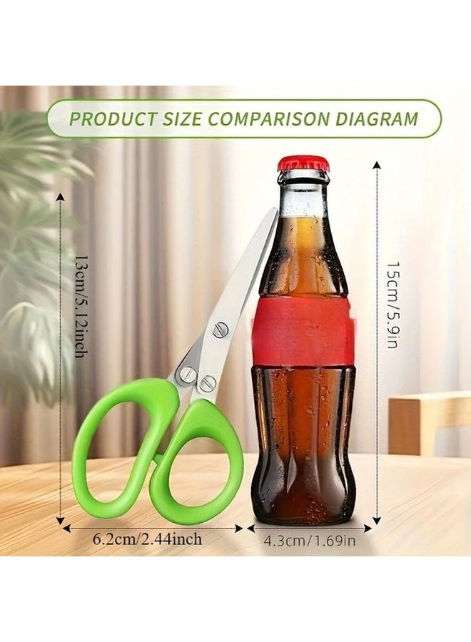 5 Blade Stainless Steel Kitchen Scissors With Cleaning Brush Ergonomic Green Handle Sharp Metal Cutting Tool For Chives Spices And Vegetables Durable Manual Kitchen Gadget For Bbq And Indoor Use Vegetable Chopping Sleek Design Foodsafe Material Five Floors - Image 3