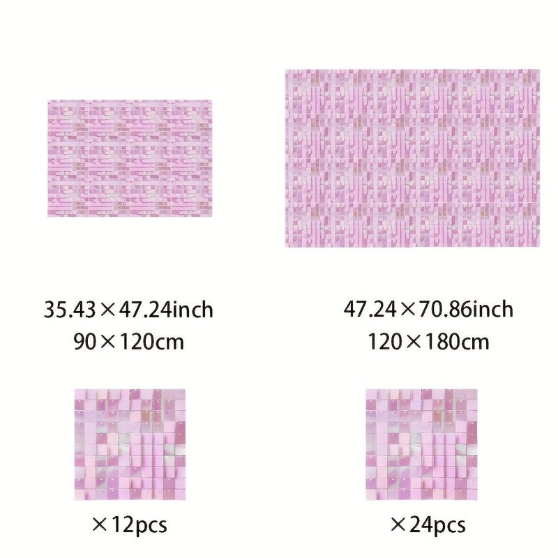 12 Pieces Sweet Pink Glitter Background Collage Style Drive Board Wedding Stage Background Wall Decoration Holiday Team Decoration Graduation Ceremony New Year Celebration Activities - Image 4