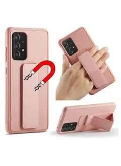 glassology Samsung Galaxy A53 case with Magnetic Stand & Holder Premium Silicone Vertical & Horizontal Hand Strap Grip Multi Stand Car Mount Kickstand Finger Strap with Screen protector (Black)  - Image 3
