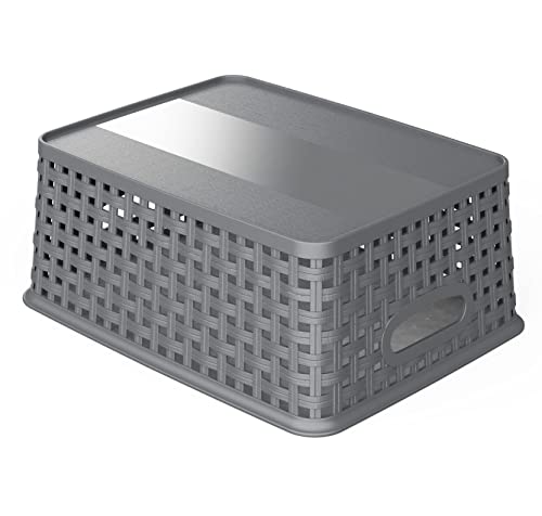 WYT Weave Storage Organizer Baskets, Grey 6-Pack Plastic Woven Baskets, 10.1" x 7.55" x 4.1" - Image 3