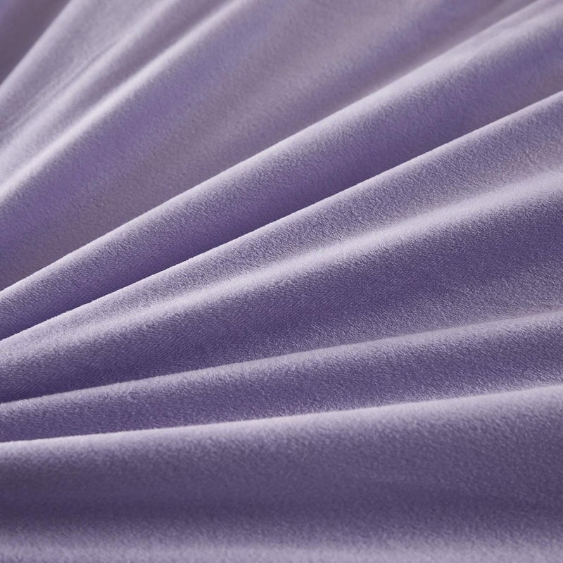 Uhamho Faux Fur Velvet Fluffy Bedding Duvet Cover Set Down Comforter Quilt Cover with Pillow Shams, Ultra Soft Warm (Lilac, King) - Image 5