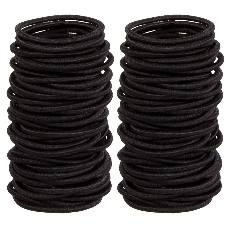 300 قطعة رباط شعر بناتي أسود بدون تجاعيد، أربطة شعر بالجملة، مر elastics لحاملات ذيل الحصان للشعر الكثيف والثقيل والمجعد