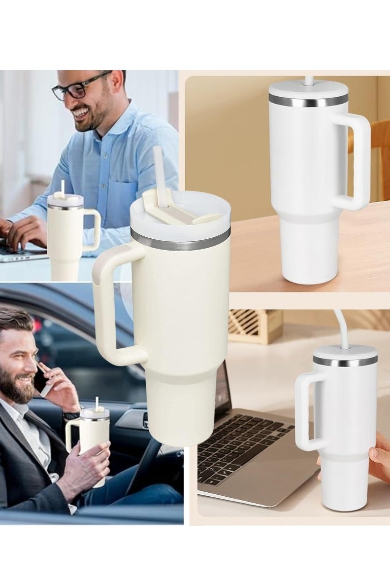 bullga Bullga Thermal Cup with Straw, 40 oz., Drinking Cup with Lid, Handle, and Straw for Hot and Cold Drinks, Portable Cup  - Image 4