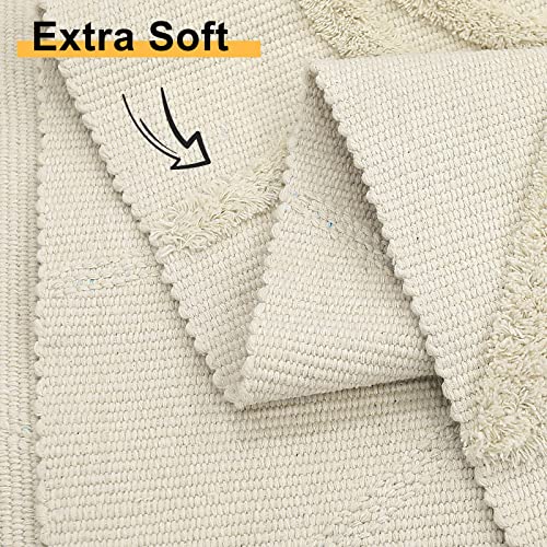 Uphome Boho Bathroom Rugs 2'x3' Beige Evil Eye Tufted Entryway Mat with Tassels Soft Machine Washable Cotton Small Rug Modern Minimalist Accent Throw Rug for Sink Kitchen Bedroom Doorway - Image 2