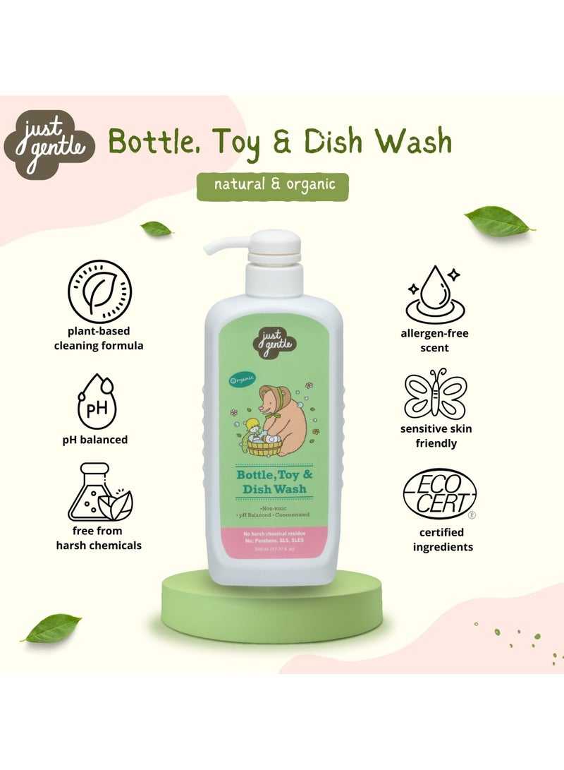 Just Gentle Natural Bottle, Toys & Dish Wash - Plant-Based, Safe for Babies, Effective Cleaning with Organic Chamomile, 500ml - Image 4