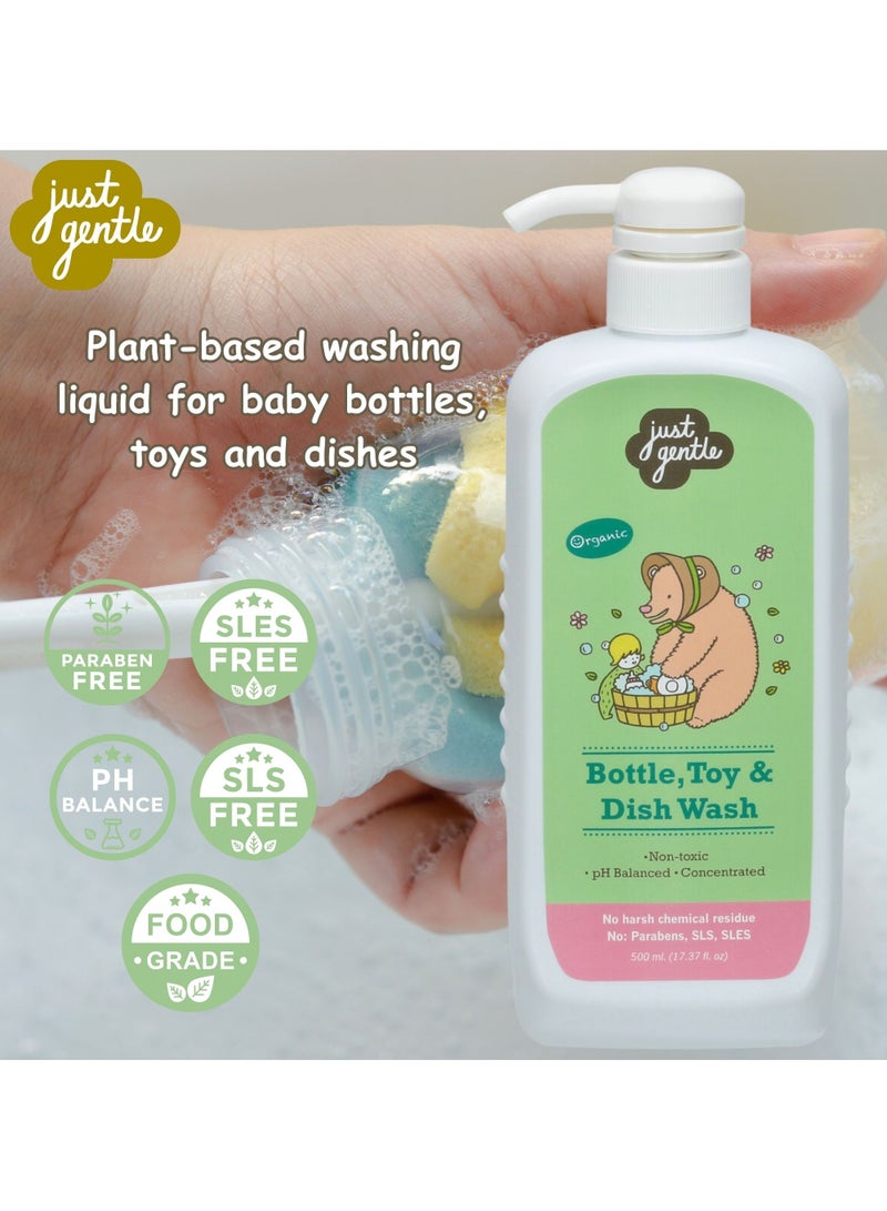 Just Gentle Natural Bottle, Toys & Dish Wash - Plant-Based, Safe for Babies, Effective Cleaning with Organic Chamomile, 500ml - Image 5
