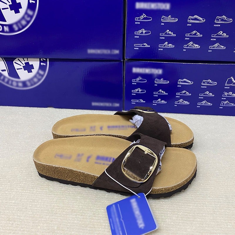 2026 European Fashion One-Strap Thick Sandals Genuine Leather Round Toe EVA Sole - Image 4