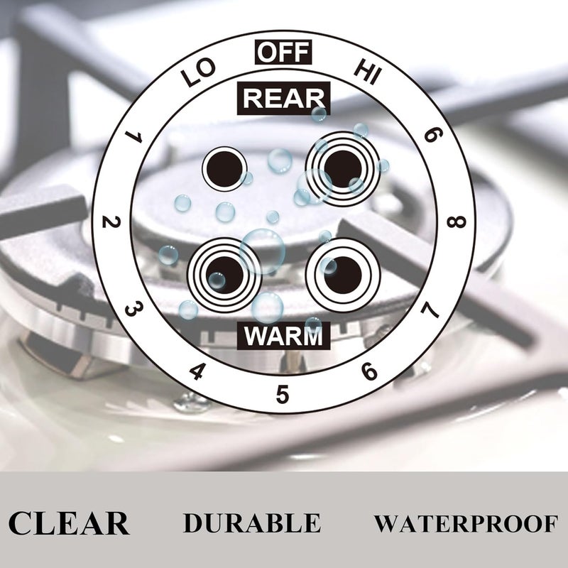 wootile 6 Stove Dials Sticker for Burner Cooktop Hob Cooker Top - Electric Range Knob Kit Decals Range Replacement Adhesive Knob Symbol Vinyl Cooktop Stickers for Identify The Burners Oven Replacement - Image 4