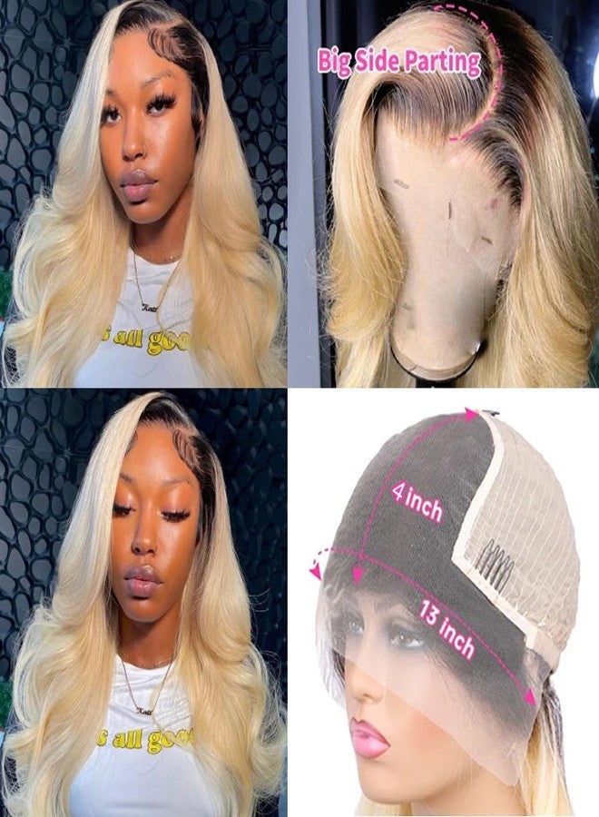 Smartinnov Highlight Ash Blonde Wig Human Hair 13x4 HD Balayage Glueless Wigs 150% Density Ash Brown to Platinum Blonde 18/60 with Brown Roots Highlights Lace Front Wigs Human Hair Pre Plucked 18 Inch for Women - Image 4