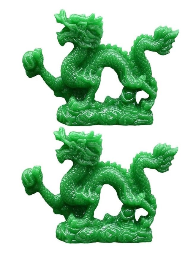 hobbyme 2Pcs Feng Shui Dragon Statue,Easy to Use,Multi-Purpose Chinese Auspicious Lucky Sculpture,Durable Desktop Decoration Chinese Dragon Sculpture for Home Decor Gifts(Green) - Image 1