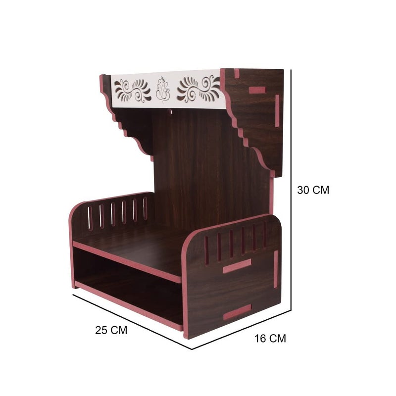 Nexat معبد خشبي MDF مع أبواب | معبد زخرفي للعبادة في غرفة المعيشة ومكان العبادة (579) - Image 3