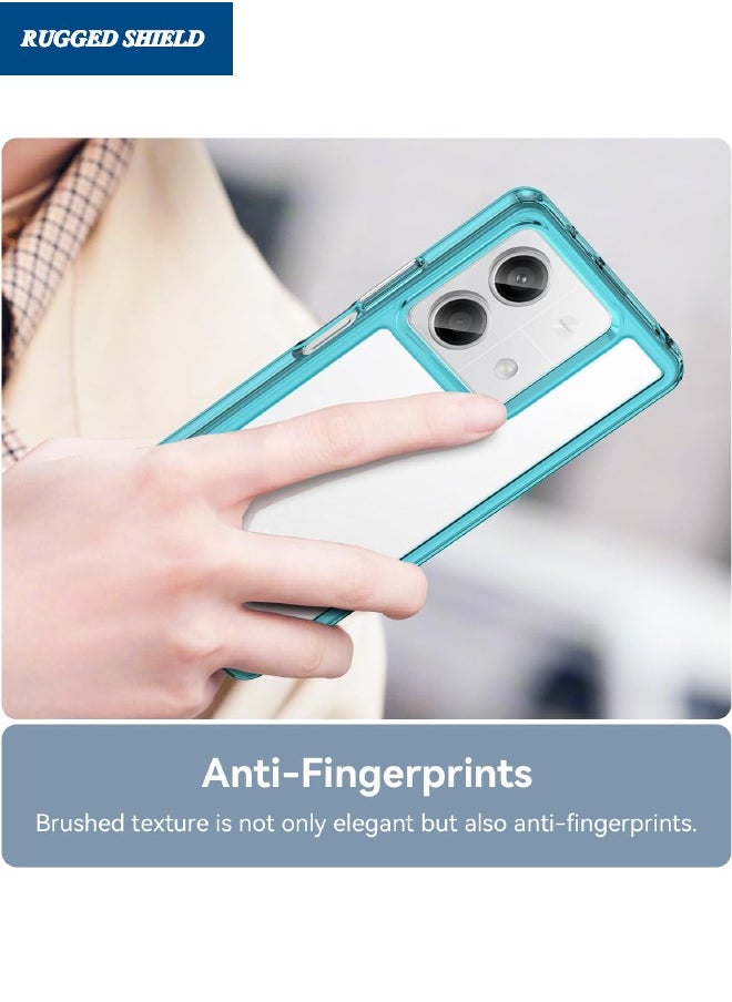 RUGGED SHIELD - Redmi Note 13 Phone Case(Not 4G), Clear Acrylic Hard Back Panel+Soft TPU Bumper, Defend from Drop/Scratch/Slip/Fingerprint Protective Case Cove for Redmi Note 13 5G (Transparent Blue) - Image 1