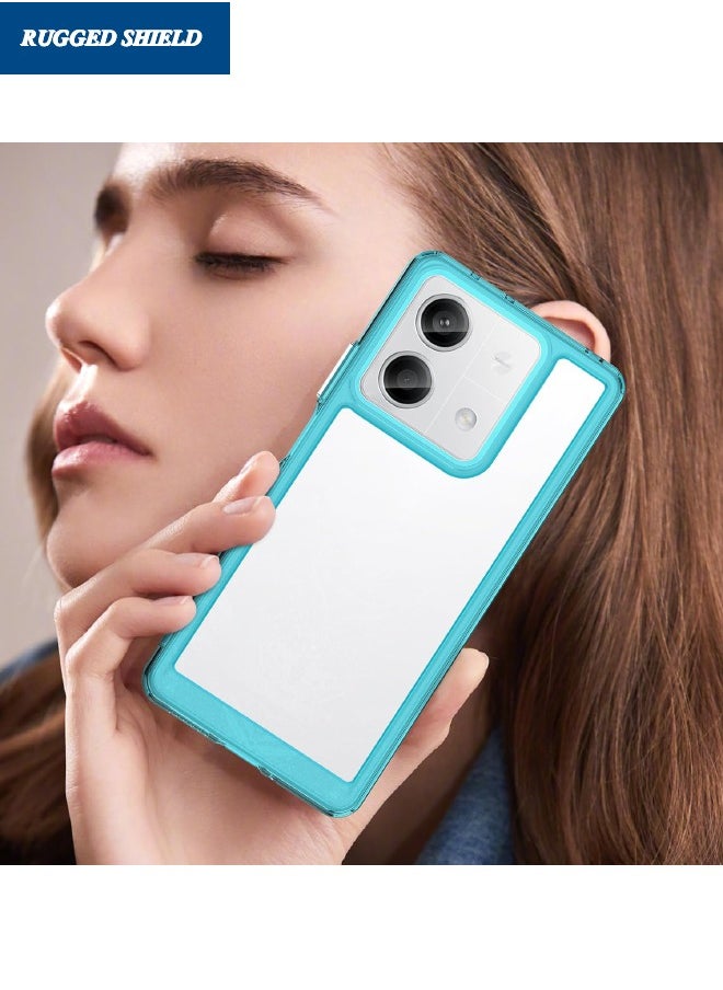 RUGGED SHIELD - Redmi Note 13 Phone Case(Not 4G), Clear Acrylic Hard Back Panel+Soft TPU Bumper, Defend from Drop/Scratch/Slip/Fingerprint Protective Case Cove for Redmi Note 13 5G (Transparent Blue) - Image 1