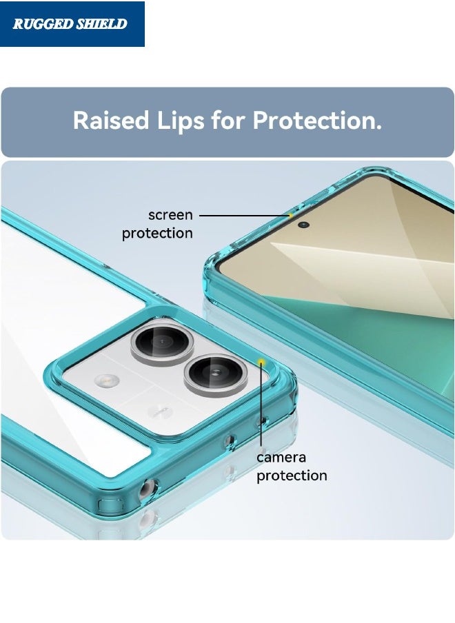 RUGGED SHIELD - Redmi Note 13 Phone Case(Not 4G), Clear Acrylic Hard Back Panel+Soft TPU Bumper, Defend from Drop/Scratch/Slip/Fingerprint Protective Case Cove for Redmi Note 13 5G (Transparent Blue) - Image 1