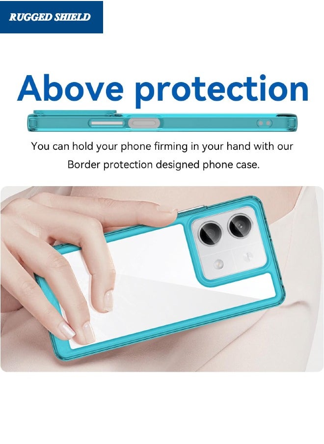 RUGGED SHIELD - Redmi Note 13 Phone Case(Not 4G), Clear Acrylic Hard Back Panel+Soft TPU Bumper, Defend from Drop/Scratch/Slip/Fingerprint Protective Case Cove for Redmi Note 13 5G (Transparent Blue) - Image 1