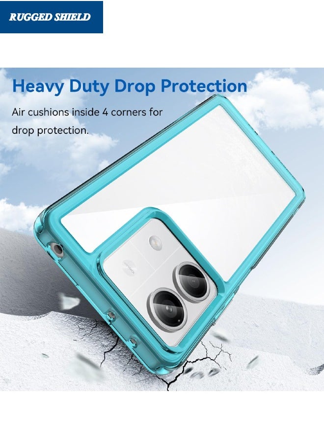 RUGGED SHIELD - Redmi Note 13 Phone Case(Not 4G), Clear Acrylic Hard Back Panel+Soft TPU Bumper, Defend from Drop/Scratch/Slip/Fingerprint Protective Case Cove for Redmi Note 13 5G (Transparent Blue) - Image 1