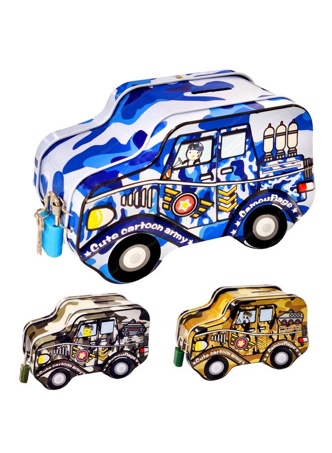 FunBlast Piggy Bank for Kids - Set of 2 Money Saving Box for Kids, Return Gifts for Kids, Car Shaped Coin Box with Lock & Key - Random Color - Image 1