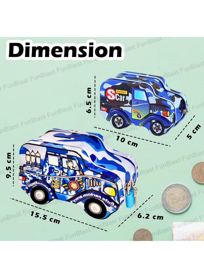 FunBlast Piggy Bank for Kids - Set of 2 Money Saving Box for Kids, Return Gifts for Kids, Car Shaped Coin Box with Lock & Key - Random Color - Image 2