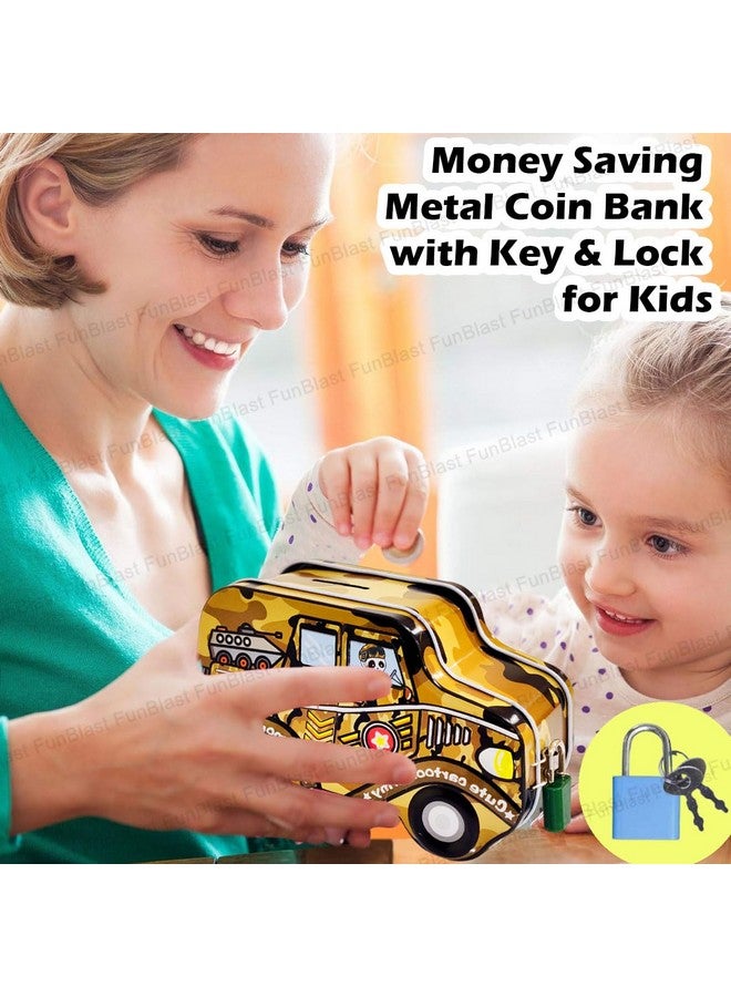 FunBlast Piggy Bank for Kids - Set of 2 Money Saving Box for Kids, Return Gifts for Kids, Car Shaped Coin Box with Lock & Key - Random Color - Image 3