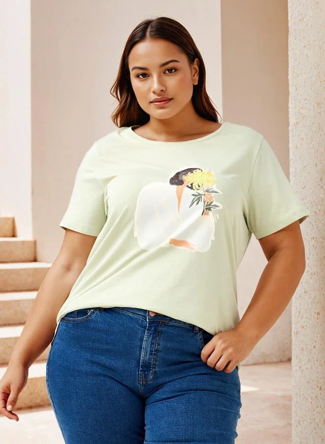  أولا بوبكن Plus Size Ulla Popken Printed T-shirt