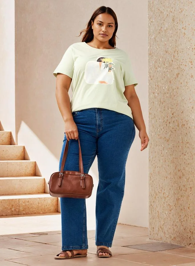  أولا بوبكن Plus Size Ulla Popken Printed T-shirt