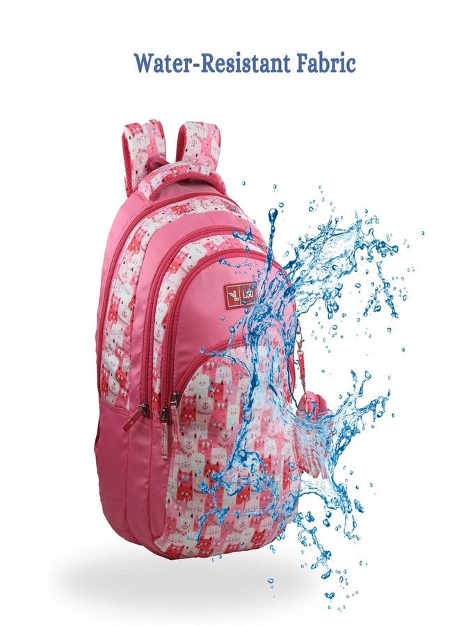 Ligo Catseye 19 Inch Kids Picnic Printed Bag with Free Sipper School Bags for Boys with Bottle Pocket and Front Organizer school bag for girls (Dark Pink) - Image 5