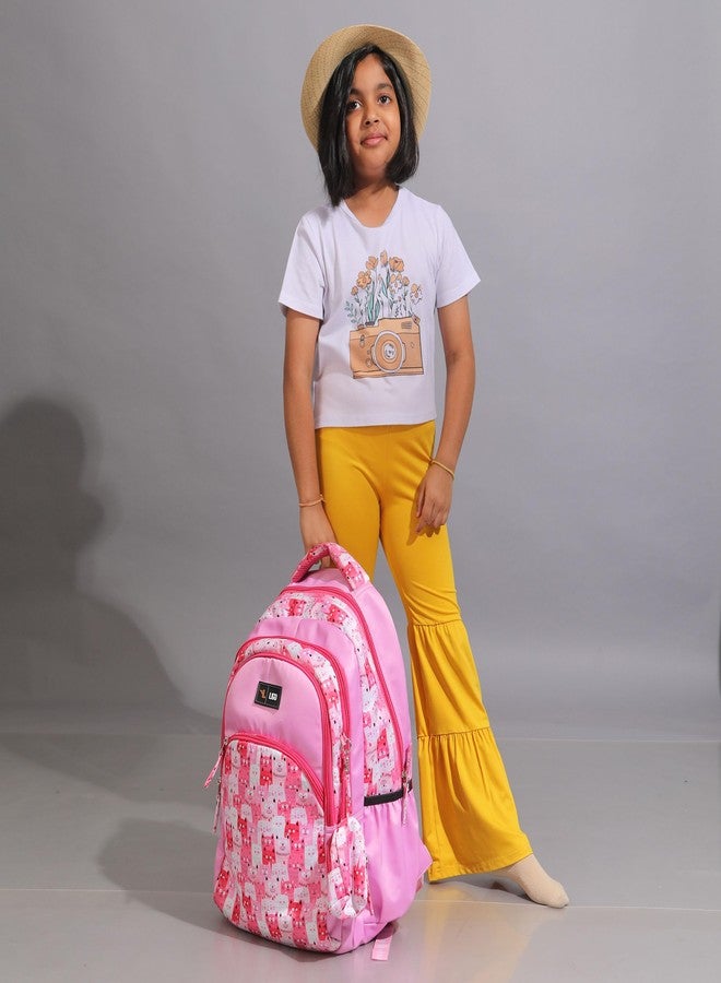 Ligo Catseye 19 Inch Kids Picnic Printed Bag with Free Sipper School Bags for Boys with Bottle Pocket and Front Organizer school bag for girls (Dark Pink) - Image 2