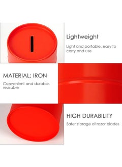 Linkidea Linkidea Safety Razor Blade Disposal Container Box, Metal Razor Disposal Case Safe Bank for Storing Used Wasted Blades (Red)  - Image 3