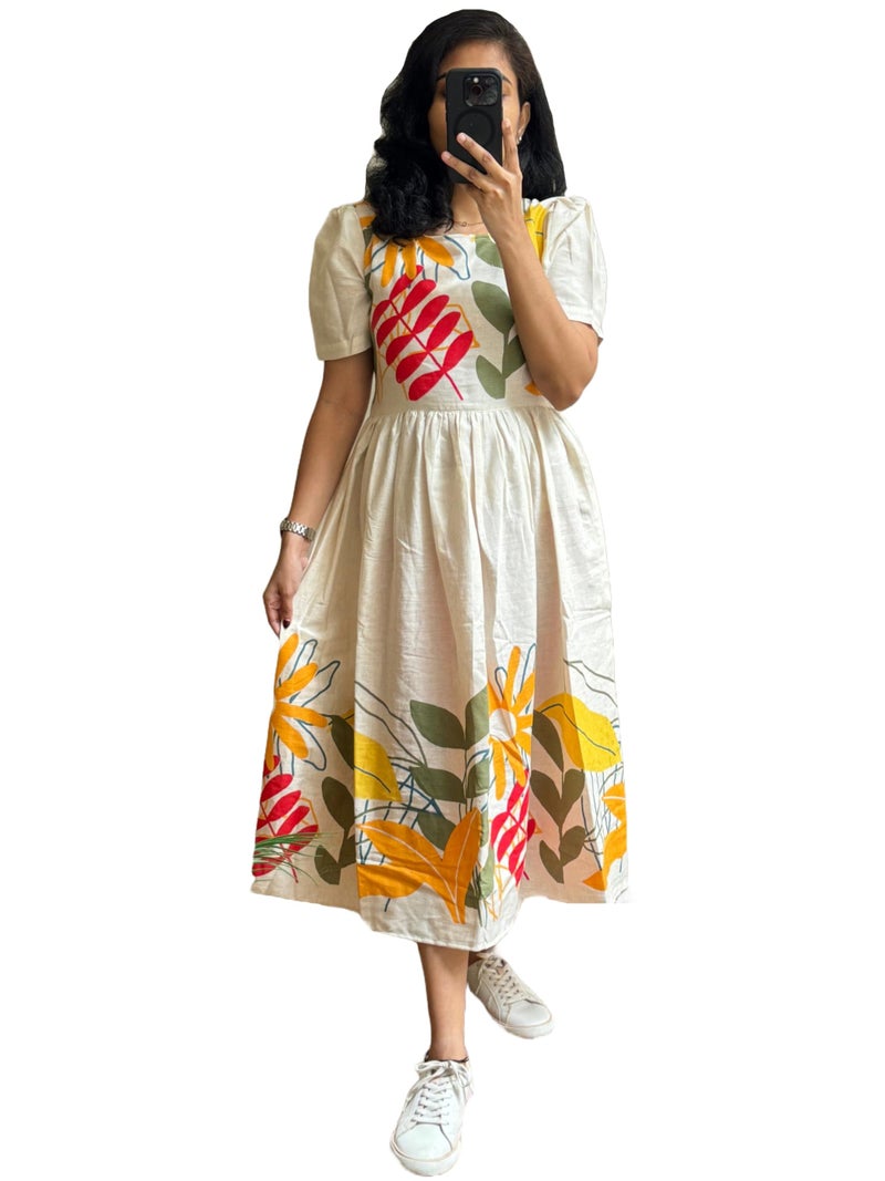 GoSriKi قميص أناركالي مطبوع من الرايون للنساء من GoSriKi (OYSHE كريم-GS_L_Cream_Large) - Image 1