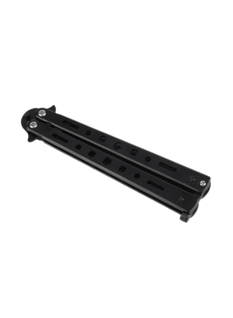 LA PERLA TECH  Butterfly Knife Trainer Practice Tool Steel Metal - Folding- Unsharpened - Practicing Flipping Tricks,  Trainer Black - Image 2