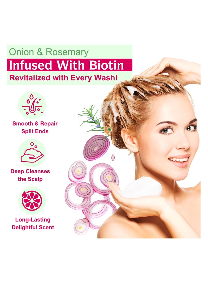 IKZEE 250ml Onion Rosemary Hair Shampoo with Biotin for Hair Growth Repairs Dry Damaged Hair Activates Hair Follicles Scalp Treatment Onion and Rosemary Hair Shampoo for Hair Regrowth  - Image 4