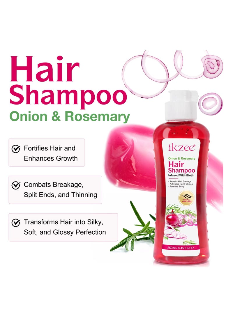 IKZEE 250ml Onion Rosemary Hair Shampoo with Biotin for Hair Growth Repairs Dry Damaged Hair Activates Hair Follicles Scalp Treatment Onion and Rosemary Hair Shampoo for Hair Regrowth  - Image 3