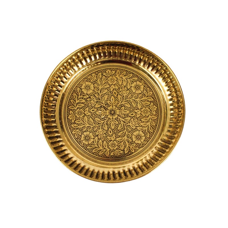 Putrika Traditional Handcrafted Brass Puja Pooja Thali Arati Bartan Thambulam Plate Engraved Designed Plate Designer Halwa Plate 13cm 1 - Image 5